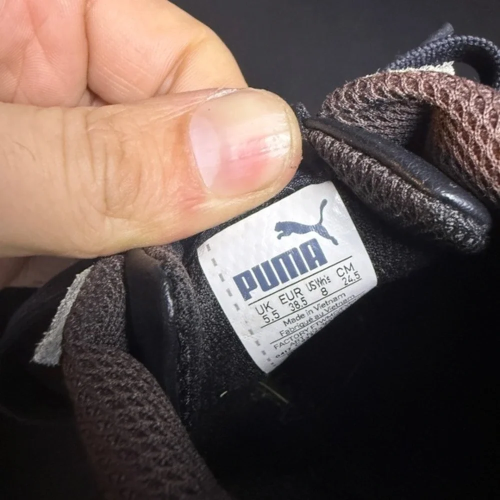 Puma Smash 356753-01 Black White Leather Sneakers‎ Womens Size 8